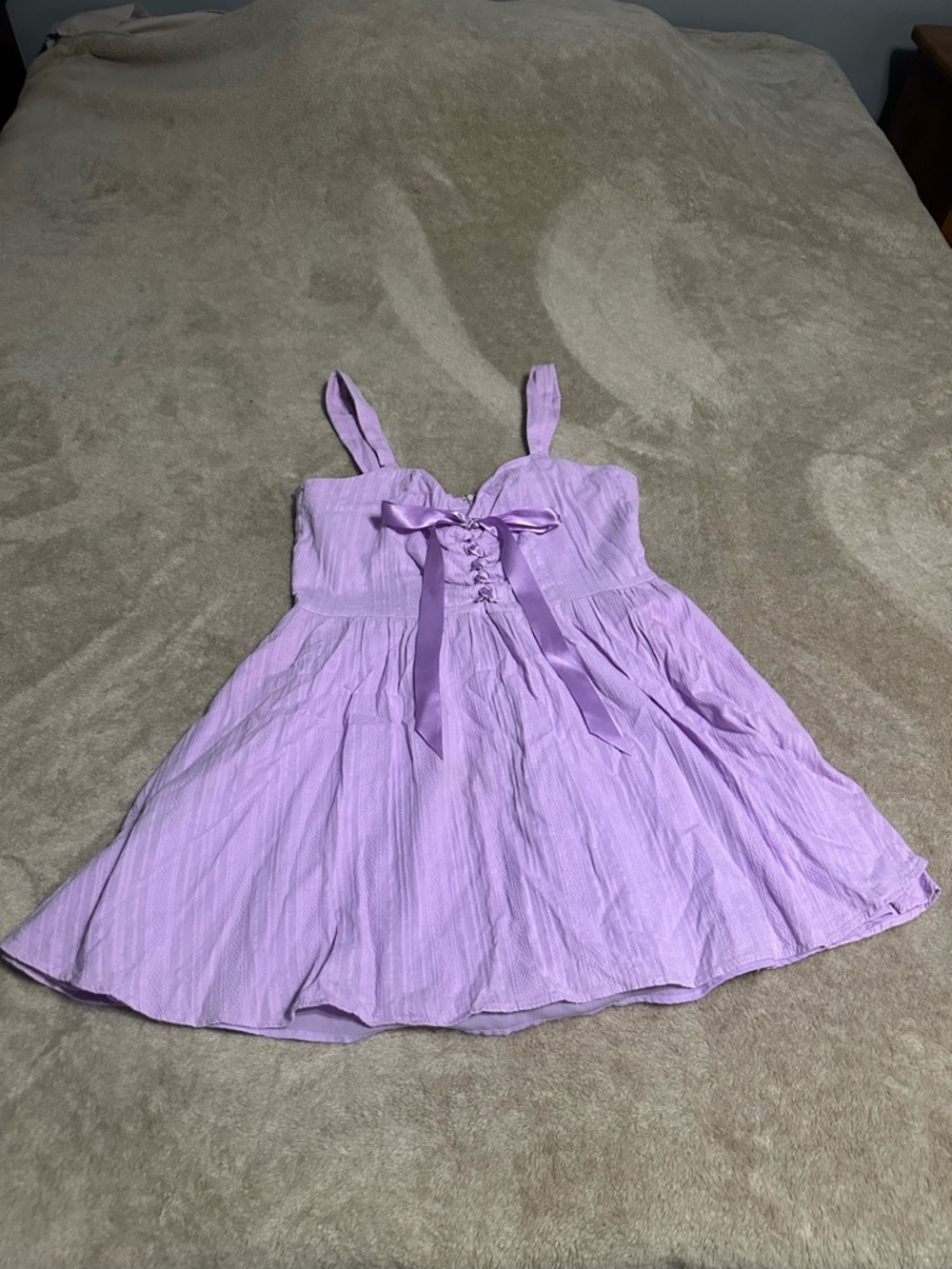Sugar Thrillz Lavender Bow-Front mini Dress